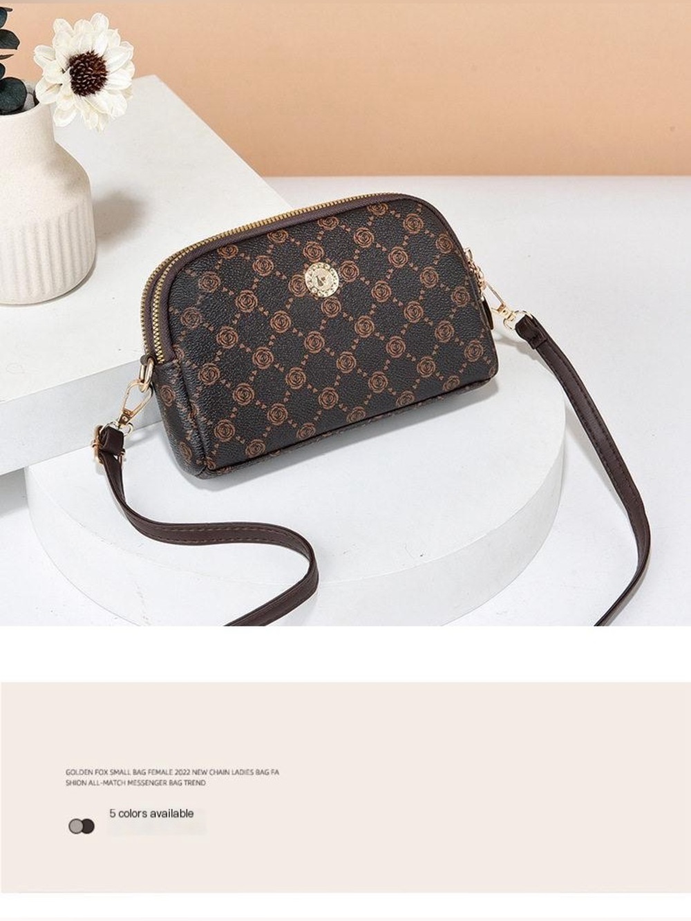 Brown Patterned Crossbody Bag - Stylish Everyday Shoulder Bag